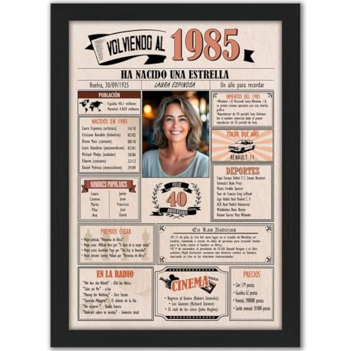 1985 / Con 5 campos Personalizables / Tarjeta Regalo Cumpleaños / 40 Aniversario / Año de...