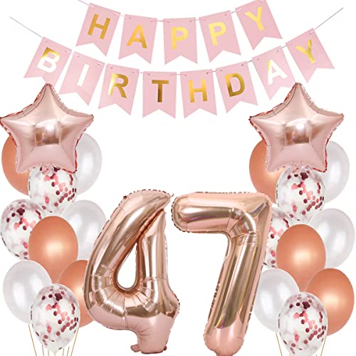 Decoración globos 47 cumpleaños Rosa Oro globo 47 años cumpleaños Mujer, globos 47 Años...