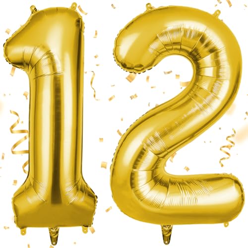 OFFCUP Globo Número 12 21 Dorado 40' (101cm), Grande Globos Foil, Globo Numeros Gigante, Inflar con...