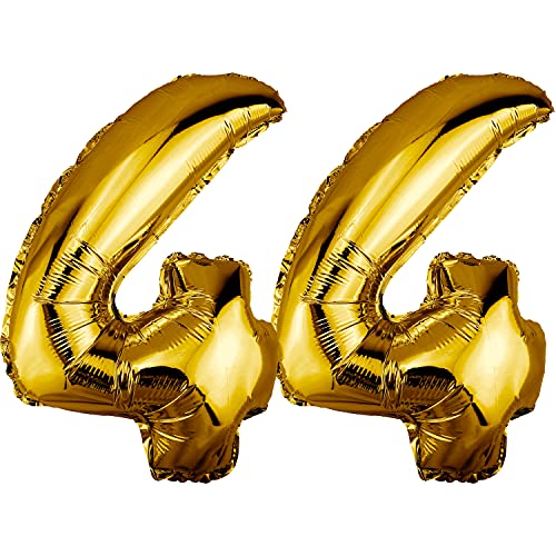 DekoRex Globo dorado de 82 cm para cumpleaños, aniversario, boda, decoración (número 44)