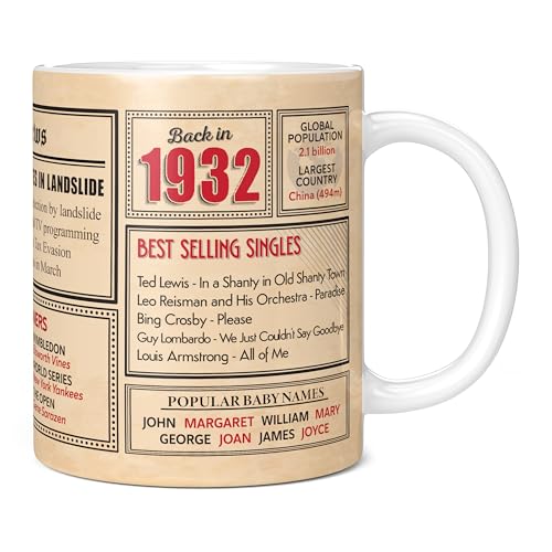 Mug Monster - Regalo de 93 cumpleaños para hombres y mujeres – Taza «Back in 1932» en este...
