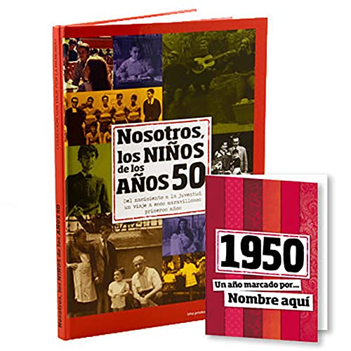 Calledelregalo 1950 Libro 'Nosotros los niños de los años 50' con tarjeta de 1950 personalizada