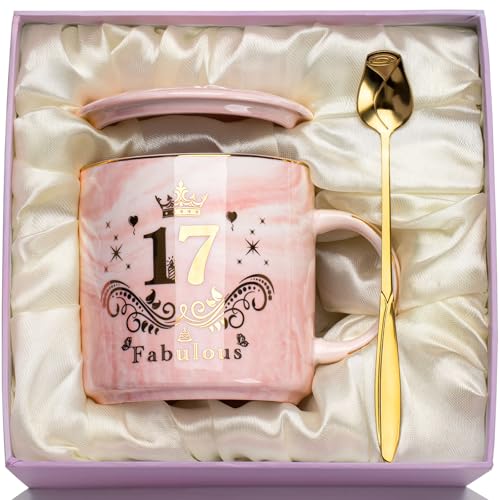 WXYTXHYQ Regalos Chica 17 años 400ml Taza de Cerámica Rosa Regalos Jovenes 17 Años, 17...