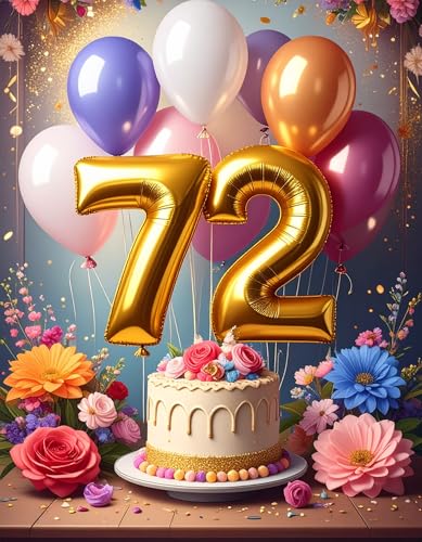 Nova Verde Global Tarjeta de Felicitación 72 Cumpleaños – Tarjeta 72 Años para Mujer y Hombre,...