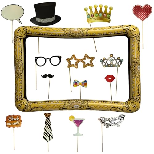 Dozer Marco de Fotos Inflable con 20 Accesorios Photo Booth Props Photocall Accesorios para el...