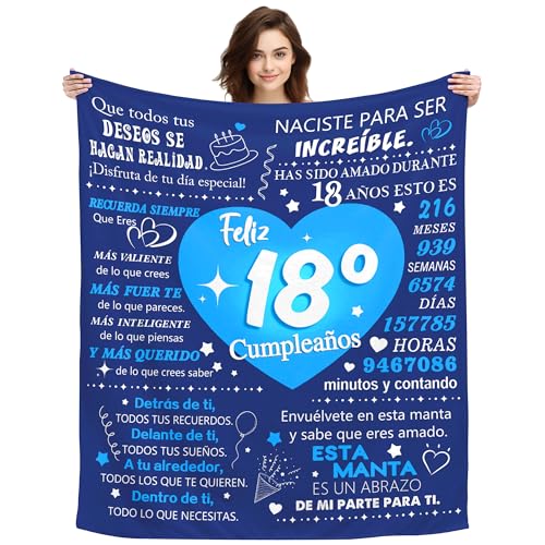 ACAROMAY Originales 18º Cumpleaños Manta Personalizada Regalos de Cumpleaños para 18 Años Chico...