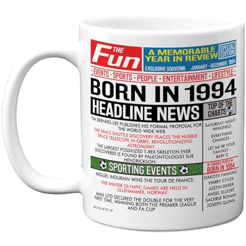 Taza de café de cerámica de 30 cumpleaños para hombres y mujeres, con texto en inglés 'Born in...