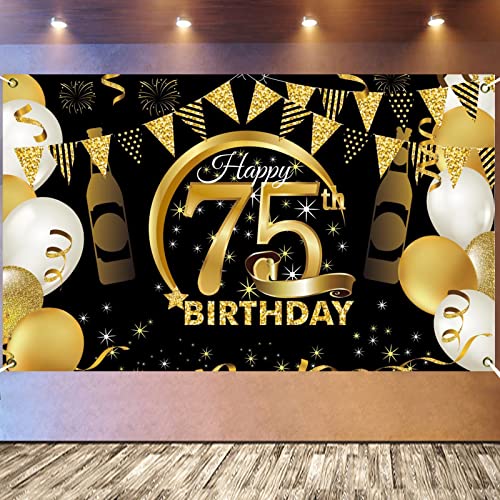 Decoraciones de fiesta de cumpleaños 60 para hombres, azul marino, dorado,  pancarta de feliz cumpleaños 60 con 18 globos de 60 años, cubierta de telón