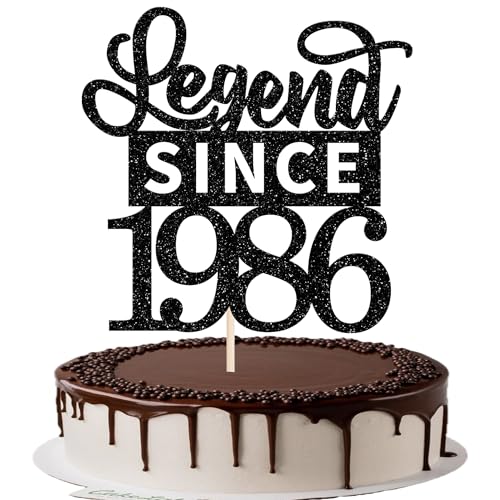 1 pieza de decoración para tartas con texto en inglés 'Legend Since 1985' con purpurina para 40...