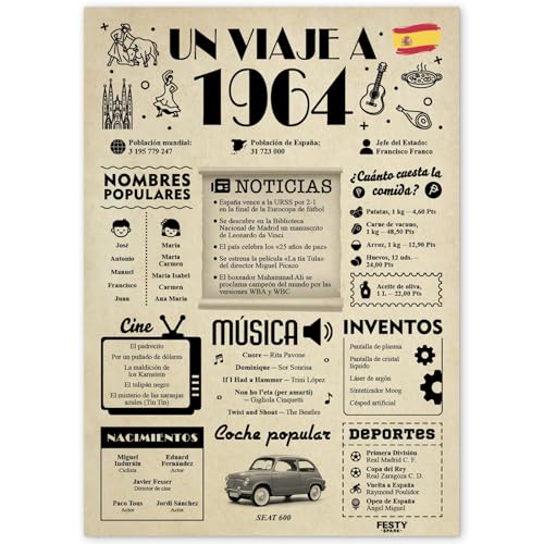 FestySpark Regalo 61 Cumpleaños Mujer - Regalos Originales 61 años Hombre - Tarjeta 61...