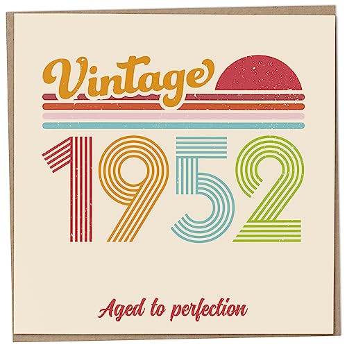 Tarjeta de cumpleaños 71 – Vintage 1952 Aged to Perfection, divertida tarjeta de felicitación para hombres y mujeres, tarjetas de cumpleaños para mujeres, tarjetas de cumpleaños para hombres, tarjeta