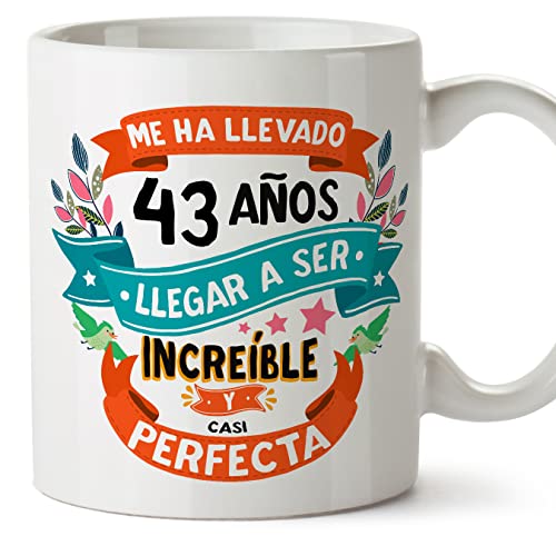 MUGFFINS Tazas 43 Cumpleaños - En Español - Me ha llevado 43 años llegar a ser increíble - 11 oz - Regalo original y divertido