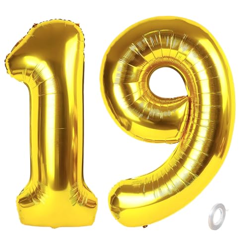 Balorise 40 Pulgadas Gigante Aluminio Globo Doroda Número 19/91, Helio Soportado, Foil Numero 0-9,...