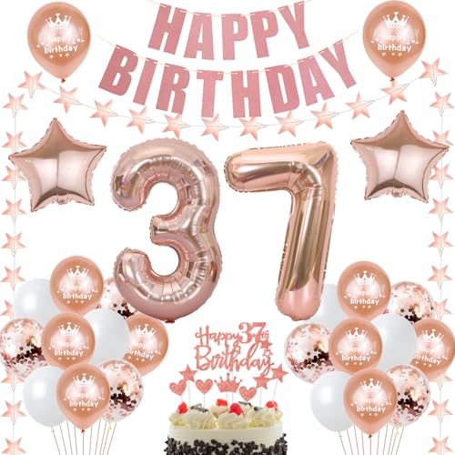 decoracion 37 años cumpleaños decoracion mujer oro rosa decoracion tarta 37 años cumpleaños...