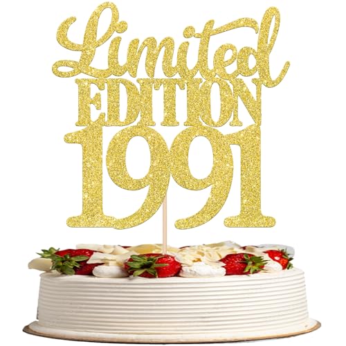 1 pieza de decoración para tartas de edición limitada de 1990 con purpurina 35 años 35 y fabuloso...