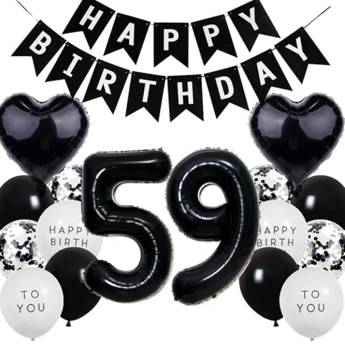 Globos 59 Cumpleaños Hombre Mujer, Decoración Cumpleaños 59 años, Globos de Cumpleaños 59 años...