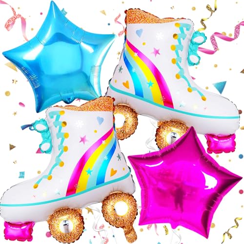 Decoracion Fiesta Años 80 y 90, 4pcs Globos Fiesta Disco, Globos Skate, Globo Patines, para Fiestas...