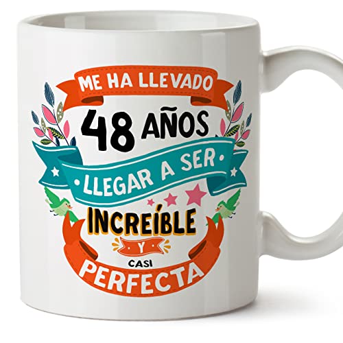 MUGFFINS Tazas 48 Cumpleaños - En Español - Me ha llevado 48 años llegar a ser increíble - 11 oz - Regalo original y divertido