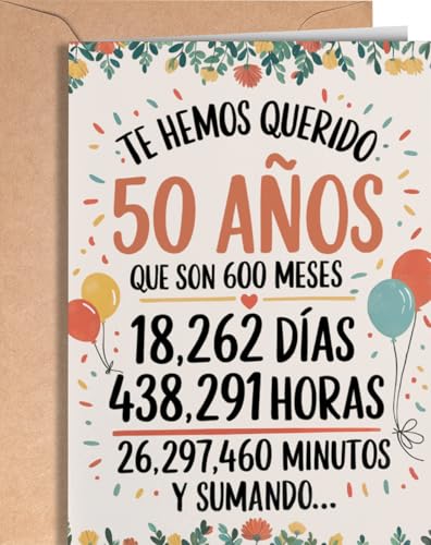 Tarjeta de 50 Cumpleaños - Tarjeta de Felicitación Graciosa para alguien que cumple 50 años -...