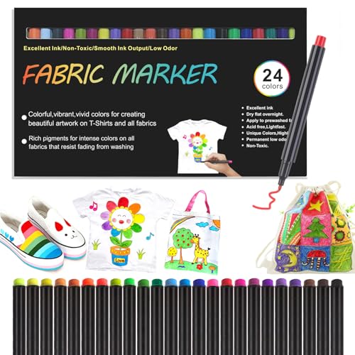 NXPUXP 24 Rotulador Textil Permanente,Rotuladores Para Tela No Tóxica y Indeleble,Marcadores...