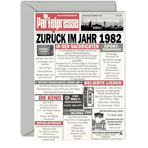 Stuff4 43 tarjetas de cumpleaños para hombres y mujeres - Regreso en el año 1982 - 43 Feliz...