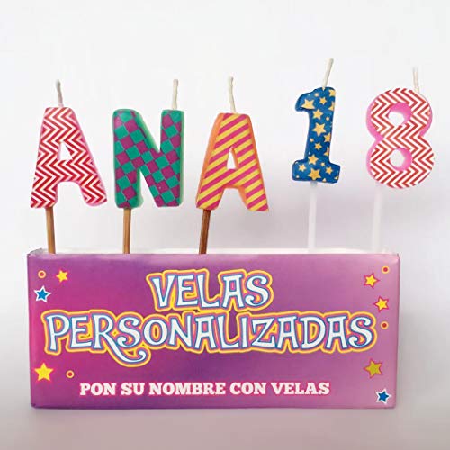 通用 ASGRADO Velas de cumpleaños con Nombre y Numero Colores,Regalo de cumpleaños, Personalizadas