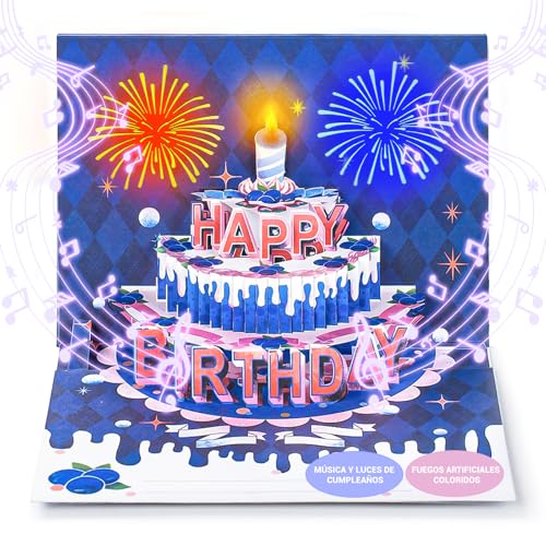 Mockdy Tarjeta Cumpleaños 3D Pop Up Musical Postal Cumpleaños Birthday Card Tarjeta Original de...