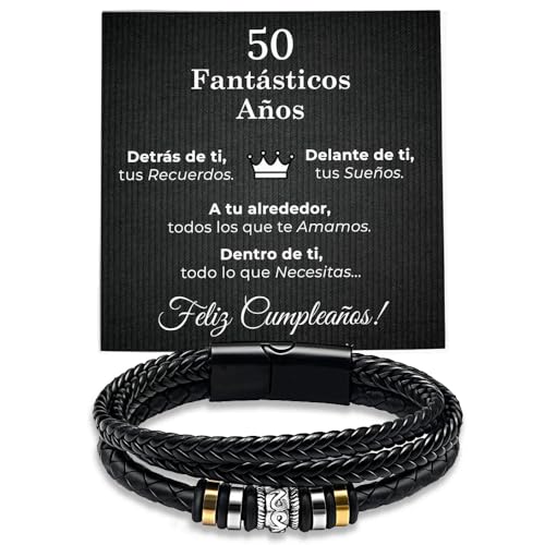 SOFIA FERRER Regalos Para Hombres De 50 Años, Pulsera Cuero, Regalo Hombre Cumpleaños, Brazalete...