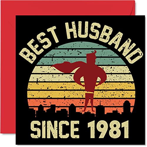 Tarjeta de 43 aniversario para marido de esposa – Mejor marido desde 1981 – Regalos I Love You,...