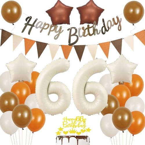 66 años decoración cumpleaños globo, globo boho beige 66 años Mujer Hombre, globos 66 años...