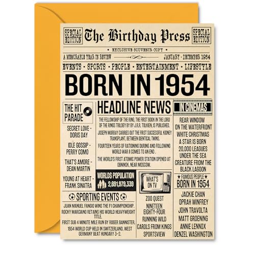Tarjetas de cumpleaños número 71 para mujeres y hombres, periódico nacido en 1954, tarjeta de...