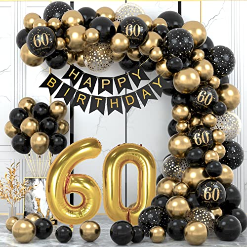 Globos de 60 cumpleaños para hombres, 18 unidades, color azul marino,  dorado, globos de feliz cumpleaños 60, globos de látex vintage de 1963,  confeti
