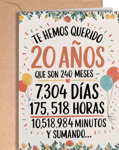 Tarjeta de 20 Cumpleaños - Tarjeta de Felicitación Graciosa para alguien que cumple 20 años -...
