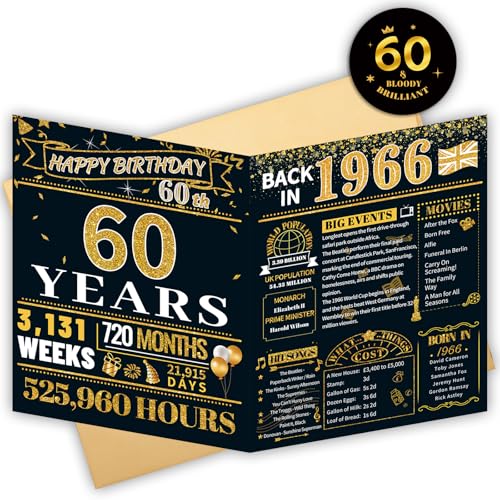 HOMANGA Tarjeta de 60 cumpleaños, regalos de 60 cumpleaños para hombres y mujeres, tarjeta jumbo...