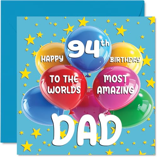Tarjeta de cumpleaños número 94 para papá – World's Most Amazing Dad – Tarjeta de feliz 94...