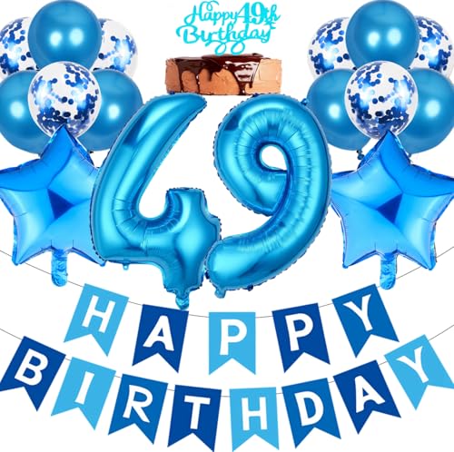 Globos de Cumpleaños 49 años Hombre, Ouceanwin Decoración Cumpleaños 49 años Hombre, Azul...