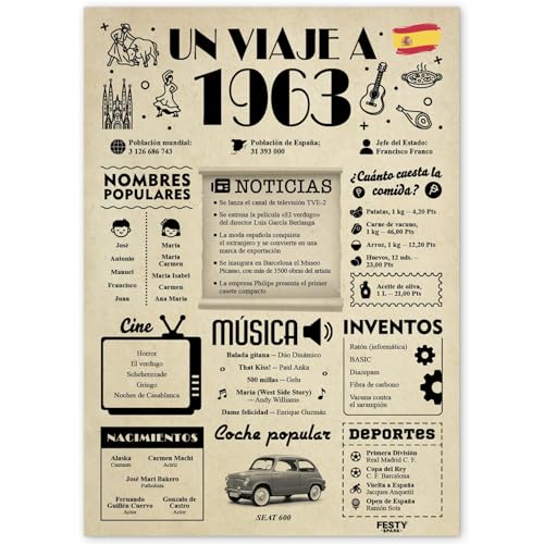 FestySpark Regalo 62 Cumpleaños Mujer - Regalos Originales 62 años Hombre - Tarjeta 62...