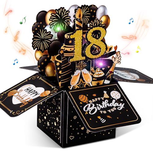 joyoldelf Tarjeta Felicitacion Cumpleaños 18 Años- Tarjetas de Cumpleaños Pop Up Original,...