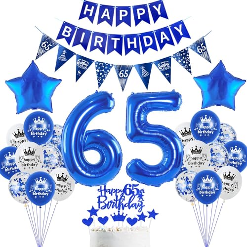 decoración 65 años cumpleaños hombre,decoración pastel azul cumpleaños 65 años hombre...