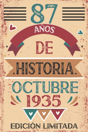 87 Años De Historia Octubre 1935: Libro de visitas, cuaderno, 110 páginas de felicitaciones, idea...