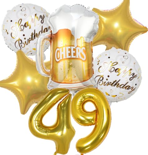 Decoracion Cumpleaños 49 años, Globos de Cumpleaños 49 años Dorado, Globos 49 Cumpleaños...
