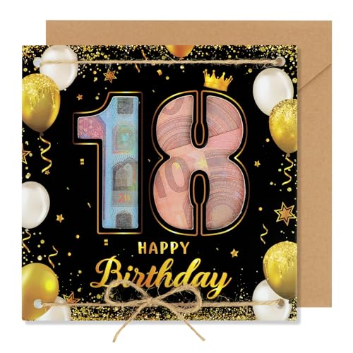 BOFUNX Tarjeta de Regalo de Dinero Tarjeta de Felicitación Cumpleaños 18 Años para Regalar Dinero...