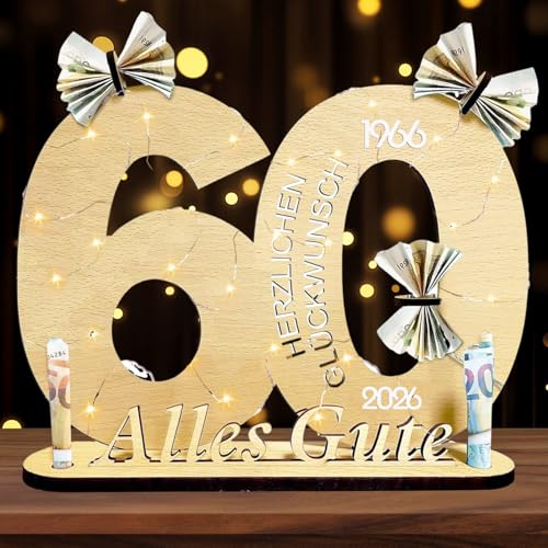 Placa de madera para libro de visitas, decoración de 60 cumpleaños, regalo de dinero, placa de...