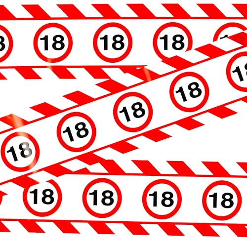 Tiwoca decoracion 18 cumpleaños – cinta de seguridad divertida en rojo y blanco con señales de...
