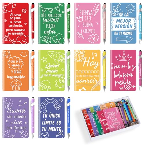 Xingch 10 sets de regalo con frases inspiradoras,Contiene 10 cuadernos pequeños y 10 bolígrafos,Un...