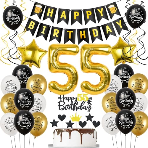 Decoracion De Cumpleaños Para Hombre Mujer Happy Birthday Globos Negro y  Dorado