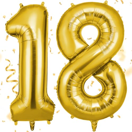 OFFCUP Globo Número 18 81 Dorado 40' (101cm), Grande Globos Foil, Globo Numeros Gigante, Inflar con...