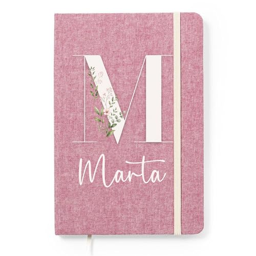 LolaPix Libreta personalizada con Inicial + Nombre de Algodón Reciclado. Cuaderno Personalizado....