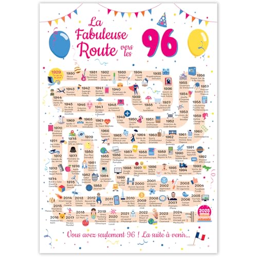 FestySpark - Tarjeta de cumpleaños grande de 96 años, para mujer y hombre, idea de regalo de 96...