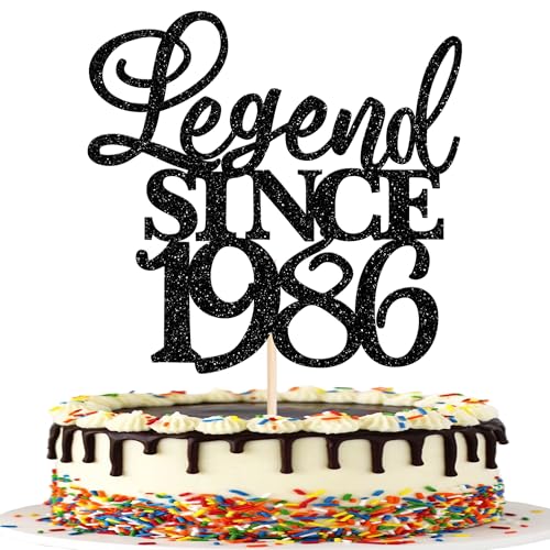 Xsstarmi 1 paquete de decoración para tarta de 40 cumpleaños con purpurina Legend Since 1986 para...